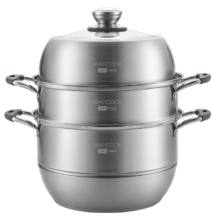 美厨（MAXCOOK）蒸锅全304不锈钢30cm三层蒸锅感温复底汤锅 燃气电磁炉通用MCZ743