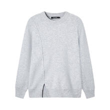 gxgjeans 100%绵羊毛不规则开叉毛衣 灰色