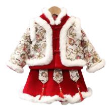 贝婴初 汉服女童新年衣服 上袄+裙子+头饰