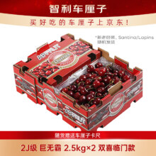 再降价：京鲜生 智利车厘子2J级5斤×2双喜临门款 果径约28-30mm 新鲜水果礼盒