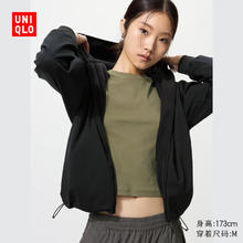 优衣库 女装双面穿防风摇粒绒拉链连帽外套户外防水冬季新款479697