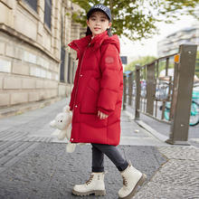 ABC KAIA 女童加厚羽绒服 中长款 白鸭绒