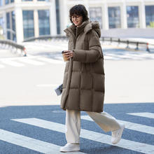 坦博尔 高充绒鹅绒羽绒服女中长款可脱卸帽秋冬外套TBF530858D （L码303g充绒量）