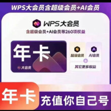 WPS 大会员年卡 12个月 含超级会员 AI会员所有权益 验证充值