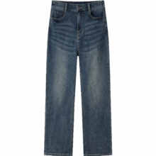 森马（Semir）牛仔|森柔牛仔裤女复古简约长裤休闲秋季半松紧腰直筒裤通勤 牛仔黄泥染80325 XS