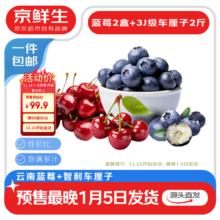 再降价：京鲜生 云南蓝莓15mm2盒 JJJ级智利车厘子2斤 生鲜水果 源头直发