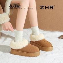 ZHR 厚底低帮雪地靴女 皮毛一体 毛毛鞋 低筒短靴 加绒防滑