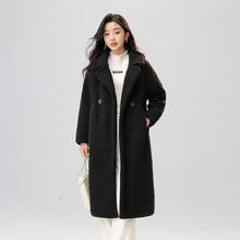 雪中飞 SNOWFLYING 颗粒绒大衣 长款显瘦 加厚女式外套 黑色 M