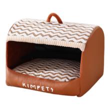 KimPets 狗窝冬天保暖封闭式安全感冬季狗睡觉的窝狗床四季通用可拆洗窝 抽屉窝洛米棕 S 37