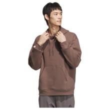 adidas 加绒加厚宽松连帽长袖套头卫衣男女秋冬阿迪达斯轻运动 岩层深土地棕/黑色