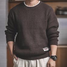 20点：马登工装 圆领粗线毛衣男 秋季阿美咔叽宽松复古纯色保暖针织衫