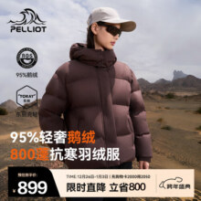 伯希和（Pelliot）羽绒服女短款2025新款800蓬鹅绒时尚潮流可脱卸帽防风保暖外套 乌木棕 | 95绒子含量 | 800蓬鹅绒 S