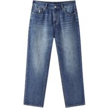 gxgjeans 美式水洗复古基础宽松牛仔裤 蓝色