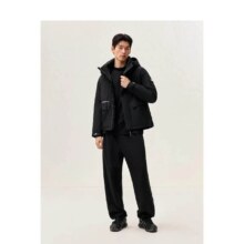 太平鸟 男装冬季连帽工装羽绒服 大口袋保暖户外款