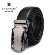喜来登 SHERIDAN 男士牛皮自动扣皮带 NL160953S 黑色礼盒包装