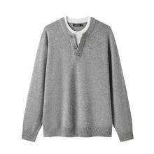 gxgjeans 美式假两件半开襟休闲毛衣