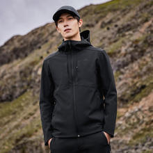 Pioneer Camp 男款防水防风软壳衣 黑色 L 加绒保暖连帽外套