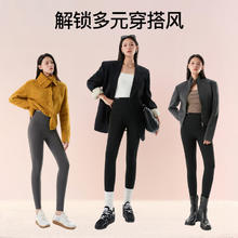 SIINSIIN 鲨鱼裤女外穿24款冬季瑜伽裤收腹提臀加绒加厚打底裤 显瘦黑 适合15-22°C M