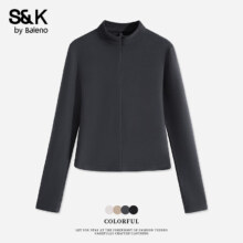 班尼路 S&K系列薄绒打底衫 女装黑色外套