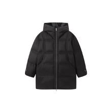 太平鸟 黑色连帽长款羽绒服 290g充绒