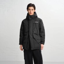 太平鸟 男装冬季连帽中长款工装风羽绒服 宽松保暖户外御寒潮款