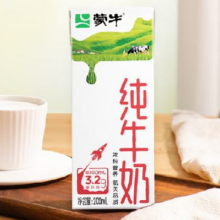 PLUS：蒙牛 全脂纯牛奶 200ml 24盒 3.2g蛋白质
