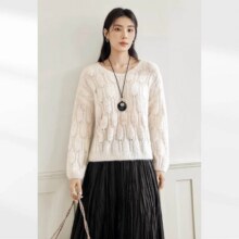 超V：对白 AN大码系列 2025秋装多色晕染渐变女式针织衫彩虹毛衣