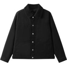 gxgjeans 美式夹棉巴恩风领口拼接宽松夹克 黑色
