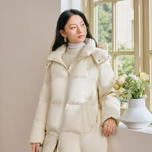 波司登 奥莱冬季女士简约加厚羽绒服过膝连帽外套保暖中长款休闲