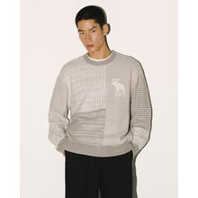 Abercrombie & Fitch 经典大麋鹿图案美式保暖经典套头毛衣针织衫120-5181 灰色图案 M (180/100A)