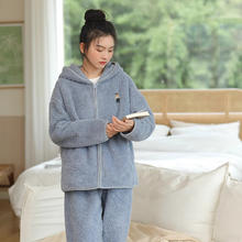 Teenie Weenie 小熊新款连帽睡衣女款 治愈蓝 均码 秋冬季加绒加厚保暖家居服套装