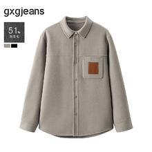gxgjeans 5折清仓 美式通勤休闲宽松翻领短大衣外套 咖色