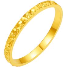 周六福 黄金戒指女款碎碎冰车花亮面指环 24号 2.32g