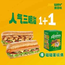 美团到店 SUBWAY赛百味|得碰碰薯玩偶人气三明治1+1