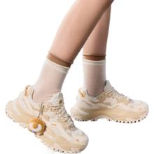 FILA 潮牌女硬糖休闲厚底老爹鞋运动鞋 奶白/木灰-GB 36.5