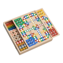星星舟儿童跳琪六角棋多合一飞行棋成人木制小学生多功能游戏棋圣诞礼物 5合1多功能游戏棋（一）