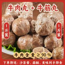 利园 潮汕手打牛肉丸1斤+牛筋丸1斤 赠沙茶酱、蒜酥