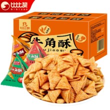 年货节:比比赞 牛角酥妙脆角 网红零食小吃 锅巴休闲食品 混合味 400g
