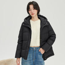 雪中飞 女士冬季连帽羽绒服 黑色 保暖防寒休闲百搭外套