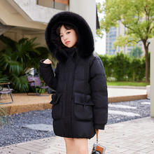 ABC KAIA 女童羽绒服中长款 140 黑色 加厚冬装外套 此款偏大 正码正拍