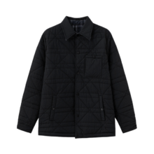 超V：GXG 25冬季菱形格绗线翻领夹克男式短款棉服 轻便保暖