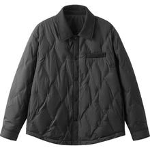 gxgjeans 美式衬衫式菱格设计羽绒服 25年春新品 黑色 L