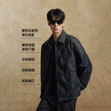 25日0点：杰克·琼斯 E41黑色轻薄羽绒服男装翻领无帽短款PU压胶鸭绒夹克 M码略宽松