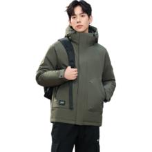 雪中飞 2024秋冬男士商务休闲羽绒服纯色百搭保暖羽绒外套男 丛林绿|4125 175/92A