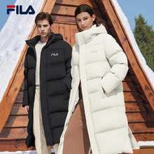 FILA 长款羽绒服保暖防寒连帽双头拉链外套 F51U549903F