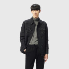 C'N'C 轻量鹅绒挡风羊毛呢男式羽绒服 轻奢时尚保暖御寒大衣外套