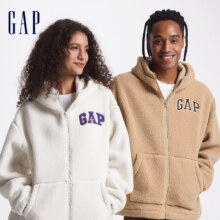 盖璞 GAP 男女装毛毡布logo仿羊羔绒连帽卫衣外套   亚洲尺码