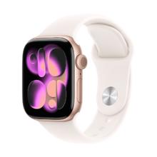 Apple WatchS11智能手表GPS款42毫米玫瑰金色铝金属表壳淡桃粉色运动型表带S/M