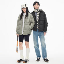 gxgjeans 美式口袋设计简约休闲轻薄衬衫式羽绒服 黑色