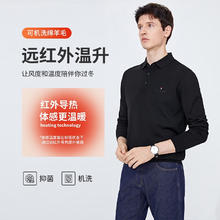navigare 100%美丽诺绵羊毛 可机洗抗菌通勤Polo保暖羊毛衫